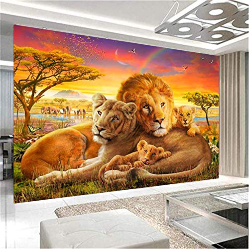 5D Diamond Painting Löwenfamilie DIY Diamant Malerei Crystal Full Bohrer Strass Stickerei Handgemachtes Arts Daheim Dekoration (C,80x50cm) von SWECOMZE