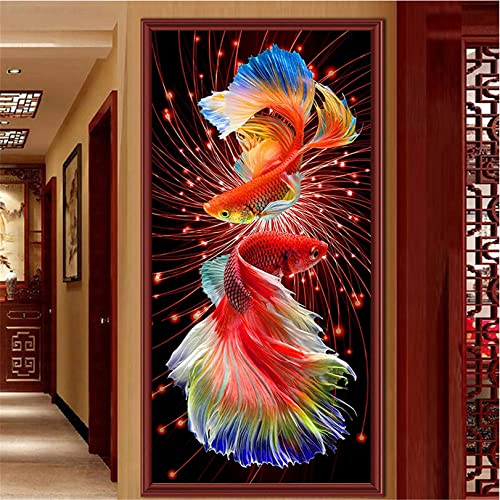 SWECOMZE 5D Diamond Painting Set Goldfisch Diamant Painting Diamant Malerei Wohnzimmer Schlafzimmer Büro Wand Und Eingang Dekoration (60x110cm) von SWECOMZE