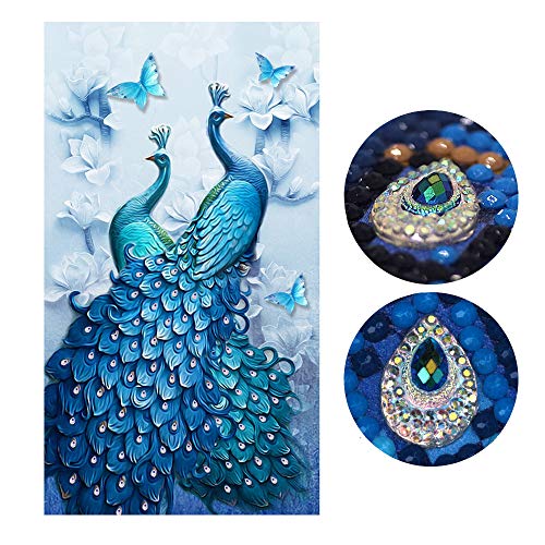 SWECOMZE 5d Diamant Painting Kit DIY Pfau Muster Handgemachtes Klebebild mit Digitale Sets Kreuzstich Wanddekoration (45 x 80 cm) von SWECOMZE