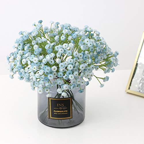 SWECOMZE 6 Stück Kunstblumen Schleierkraut, Gypsophila Kunstblumen, Künstliche Blumen für Zuhause Hochzeit Party Dekor Blumenstrauß (Blau) von SWECOMZE