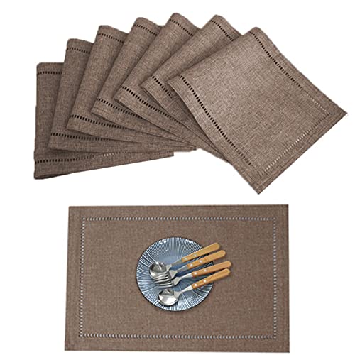 SWECOMZE 6 Stück Linen & Cotton Hochwertig Tischsets Platzsets - 100% Leinen Stoffservietten, 30 x 45cm Festlich Elegant Tisch Matten für Weihnachten Fest Restaurant Hotel Cafe (B) von SWECOMZE