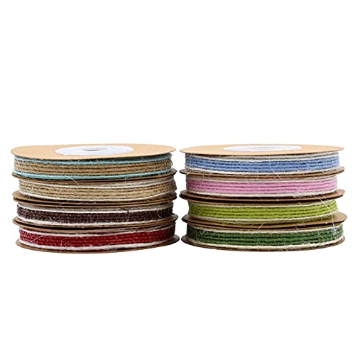 SWECOMZE 8 Rollen Juteband, Natürliche Jute Bänder Vintage Hessische Band Burlap, Farbig Dekoband Stoffband für DIY Handwerk Geschenkverpackung von SWECOMZE