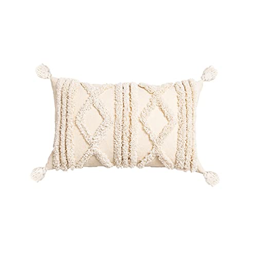 SWECOMZE Boho Kissenbezug Kissen Dekokissen Baumwolle Marokko getuftete Kissenbezüge für Sofa Schlafzimmer Wohnzimmer (A,30 x 50cm) von SWECOMZE