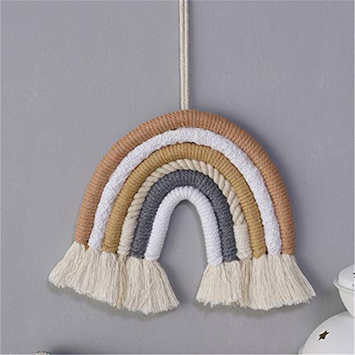 SWECOMZE Boho Makramee Regenbogen Wandteppich Deko, Bohomian Handgefertigte Wandteppich Wandbehang Kindergeburtstag Deko, Partyzubehör, Wanddeko Kinderzimmer (M0279) von SWECOMZE