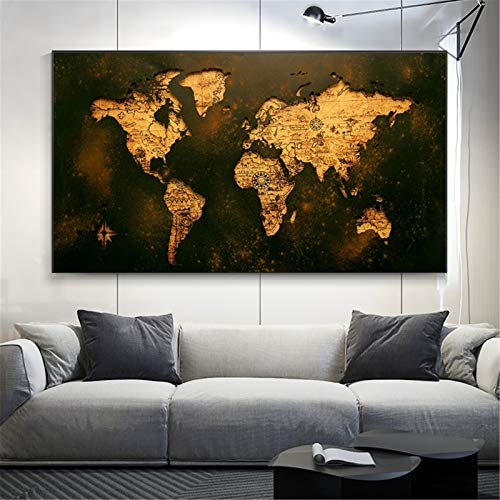 SWECOMZE DIY 5D Diamant Painting, Diamant Painting Bilder Weltkarte DIY Diamant Gemälde Diamant Malerei Mosaik Kreuzstich Strass Gemälde Wall/Eingang/Büro Dekorationen (120x60cm) von SWECOMZE