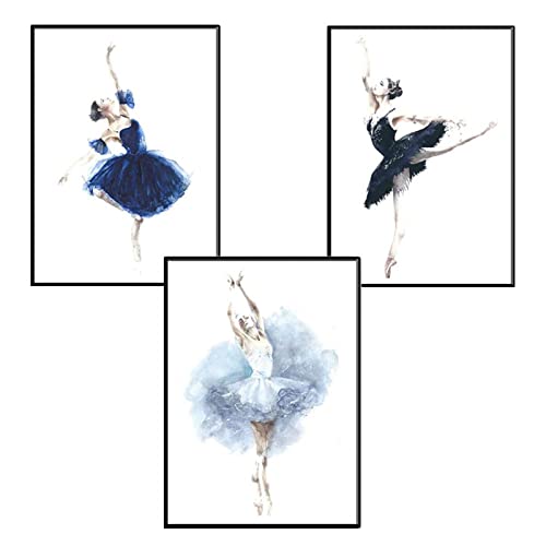 SWECOMZE Design Poster Set, 3Pc Poster Set Leinwandbilder, Ballett Tänzer Wandbilder Ohne Rahmen Bilder Wand Poster für Wanddekoration (A,30x40cm) von SWECOMZE