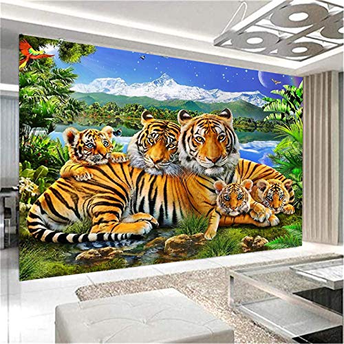 SWECOMZE Diamond Painting 5D DIY Tiger Familie Von Diamant Malerei Groß Full Bohrer Strass Bilder Handgemachtes Stickerei Malerei Sets Wanddekoration (60x40cm) von SWECOMZE
