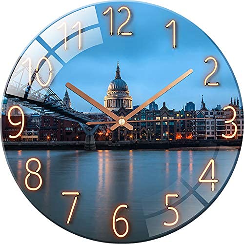 SWECOMZE Glasuhr - 30cm - Leise Wanduhr Wandkunst Bild Gehärtetem Glas für Wohnzimmer, Küche, Büro und Schlafzimmer (Style F) von SWECOMZE