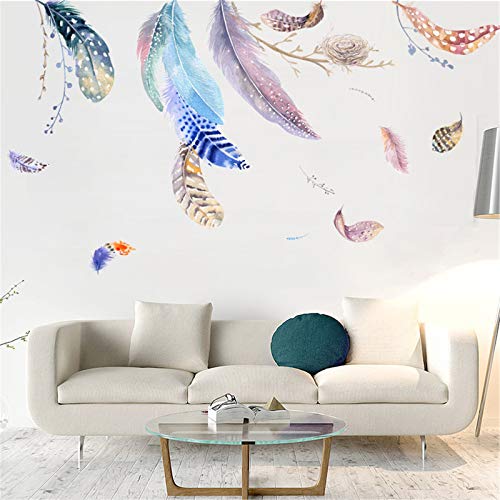 SWECOMZE Große Feder kreative wandsticker,Nordic Wandsticker Feder Wandaufkleber Wandtattoos Home Decoration für Wohnzimmer Schlafzimmer (Style A) von SWECOMZE