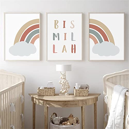 SWECOMZE Kinder Poster Set, 3er Bilder Set Kinderzimmer Deko, Wandbilder Kinderzimmer Wanddeko für Babyzimmer, Ohne Rahmen (B,40x50cm) von SWECOMZE