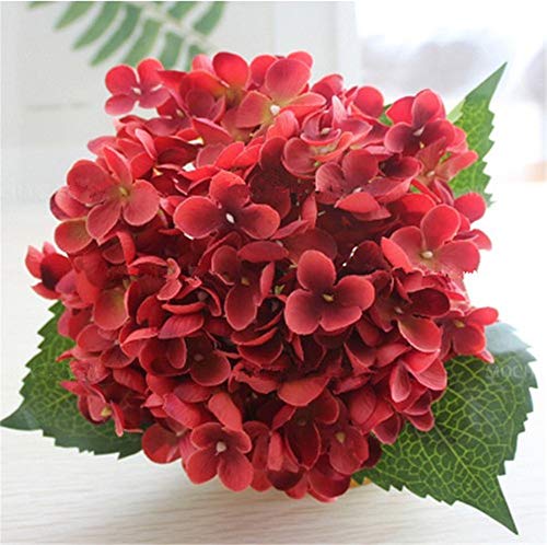SWECOMZE Kunstblumen Künstliche Hortensie Blumen Dekoration Künstliche Hydrangeablume Hochzeit Dekor (Rot) von SWECOMZE