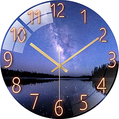 SWECOMZE Lautlos Wanduhr Modern, 30cm Rund Funkuhr Quarz Wanduhr Ohne Tickgeräusche, Strand Himmel Sterne Leise Wall Clock für Wohnzimmer Büro Küche (Stil F) von SWECOMZE