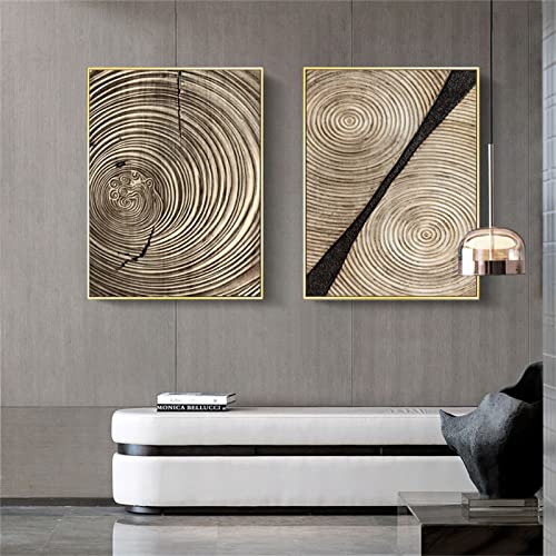 SWECOMZE Leinwand Poster Set Leinwandbilder, Wandbilder Modern Wanddeko Gold Jahresring Linien,Ohne Rahmen,Wand Bilder Deko (C,50x70cm) von SWECOMZE