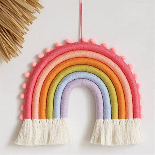SWECOMZE Makramee Regenbogen Wandbehang Home Decoration Boho Wandteppiche Tapisserie Room Decor Handgewebte Tapisserie Kinder Wand Dekoration (Stil 8) von SWECOMZE