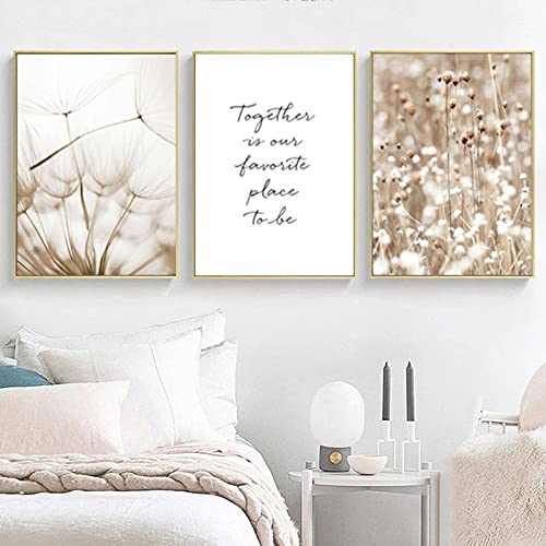 SWECOMZE Poster Set, 3 Bilder Set Wanddeko,Beige Pampas Wandbilder, Modern Bild für Wohnzimmer Schlafzimmer Flur,Wandposter, Ohne Rahmen (B,21x30cm) von SWECOMZE