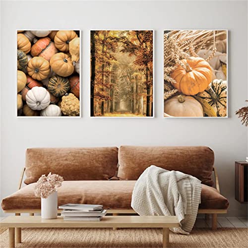 SWECOMZE Premium Moderne Poster Set Goldener Herbst Bilder Wandbilder ohne Rahmen Stilvolles Set mit passenden Bilder als Wohnzimmer Deko (A,21 * 30CM)… von SWECOMZE