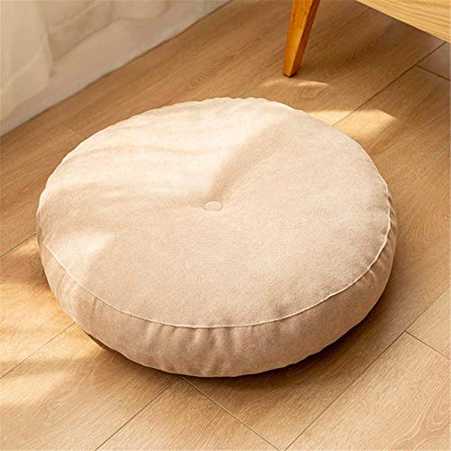 SWECOMZE Rund Bodenkissen,Tatami Stuhlkissen, Sitzerhöhung Sofa Rücken Kissen Nap Kissen für Wohnzimmer Garten Esszimmer (Beige,Durchmesser 42cm) von SWECOMZE