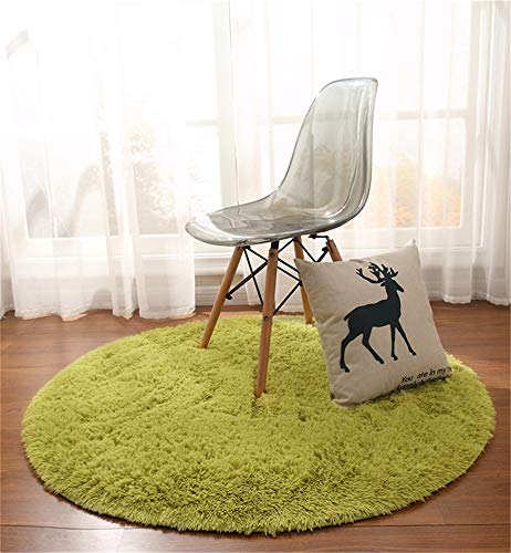 SWECOMZE Rund Teppich für Wohnzimmer Schlafzimmer Zimmerteppich Teppich für kinderzimmer (Grasgrün, Durchmesser: 140cm) von SWECOMZE