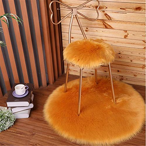 SWECOMZE Runde Faux Lammfell Schaffell Teppich Kunstfell Dekofell in Super weich Teppich Longhair Fell Optik Nachahmung Wolle Bettvorleger Sofa Matte (Goldenes Kamel,40 * 40cm) von SWECOMZE