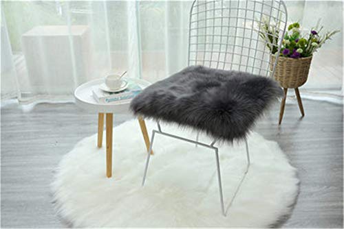 SWECOMZE Sitzkissen,Faux Lammfell Schaffell Sitzauflage Longhair Fell Optik Nachahmung Wolle Sofa Matte Lammfellimitat Teppich (Dunkelgrau,50 * 50cm) von SWECOMZE
