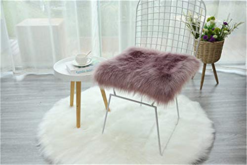 SWECOMZE Sitzkissen,Faux Lammfell Schaffell Sitzauflage Longhair Fell Optik Nachahmung Wolle Sofa Matte Lammfellimitat Teppich (Hellviolett,50 * 50cm) von SWECOMZE