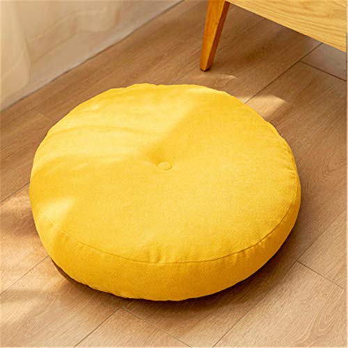 SWECOMZE Tatami Sitzkissen Rund Verdicken Gemütlich Bodenkissen Kissen für Wohnzimmer Garten Esszimmer Home Deko (Gelb,Durchmesser 42cm) von SWECOMZE