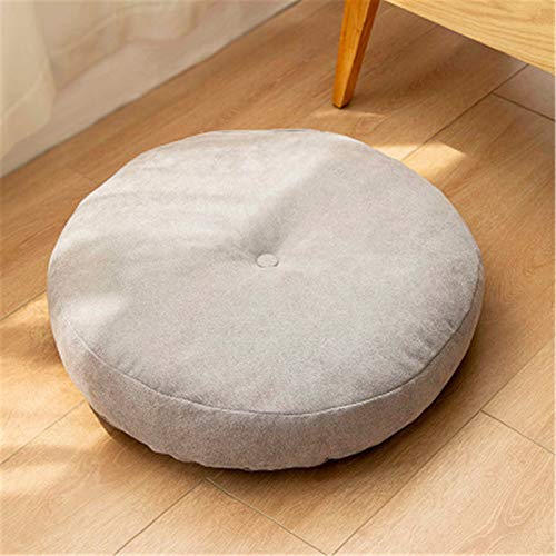 SWECOMZE Tatami Sitzkissen Rund Verdicken Gemütlich Bodenkissen Kissen für Wohnzimmer Garten Esszimmer Home Deko (Grau,Durchmesser 55cm) von SWECOMZE