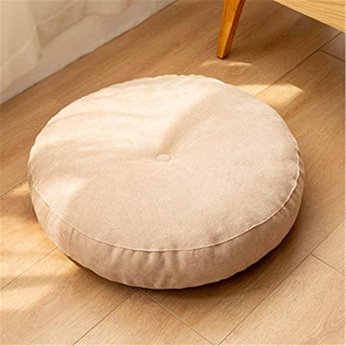 SWECOMZE Tatami Sitzkissen Rund Verdicken Gemütlich Bodenkissen Kissen für Wohnzimmer Garten Esszimmer Home Deko (Hanf,Durchmesser 47cm) von SWECOMZE