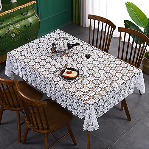Tischdecke, Spitze Tischtuch,Handgefertigt Weiß Spitze Blumen Tischdecke Boho für Home Hochzeit Party Hochzeitsdekor (80x80cm) von SWECOMZE