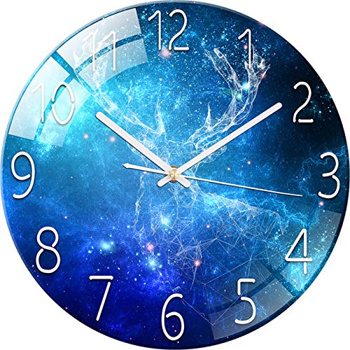 SWECOMZE Wandnuhr mit Geräuscharmes,12 Zoll 30cm Wand Uhr,Wanduhr Lautlos, Galaxie Sternenhimmel Wall Clock Home Decor für Wohnzimmer Kinderzimmer (Stil E) von SWECOMZE