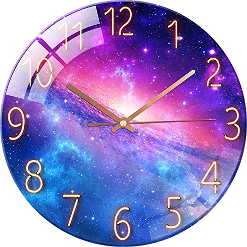 SWECOMZE Wandnuhr mit Geräuscharmes,12 Zoll 30cm Wand Uhr,Wanduhr Lautlos, Galaxie Sternenhimmel Wall Clock Home Decor für Wohnzimmer Kinderzimmer (Stil G) von SWECOMZE