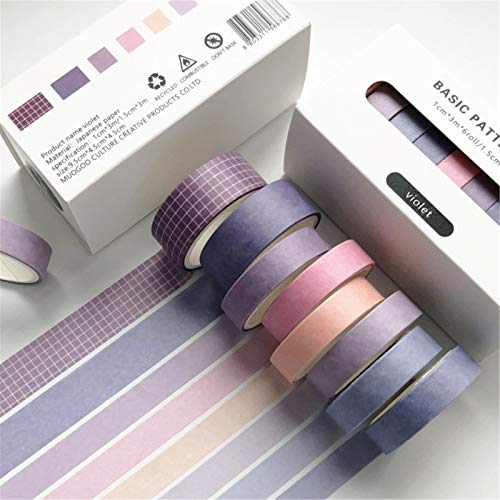 SWECOMZE Washi Tape Set, 8 Rolls Masking Tape Klebeband bunt für Scrapbooking DIY Handwerk Grundlegendes Muster (Style B) von SWECOMZE