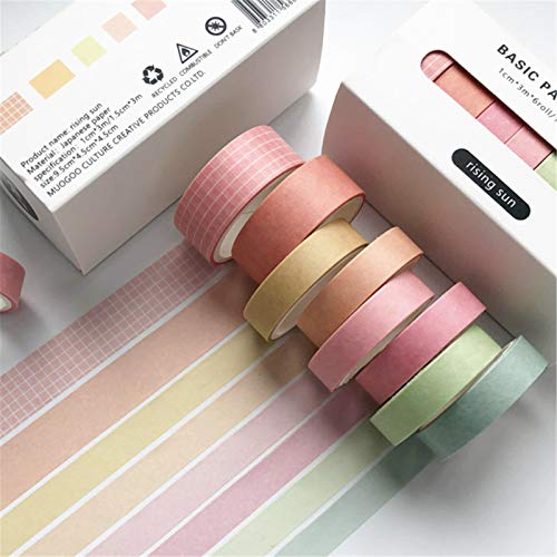 SWECOMZE Washi Tape Set, 8 Rolls Masking Tape Klebeband bunt für Scrapbooking DIY Handwerk Grundlegendes Muster (Style F) von SWECOMZE