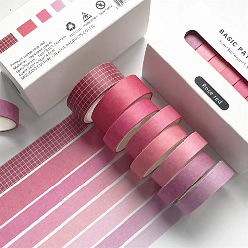 SWECOMZE Washi Tape Set, 8 Rolls Masking Tape Klebeband bunt für Scrapbooking DIY Handwerk Grundlegendes Muster (Style H) von SWECOMZE