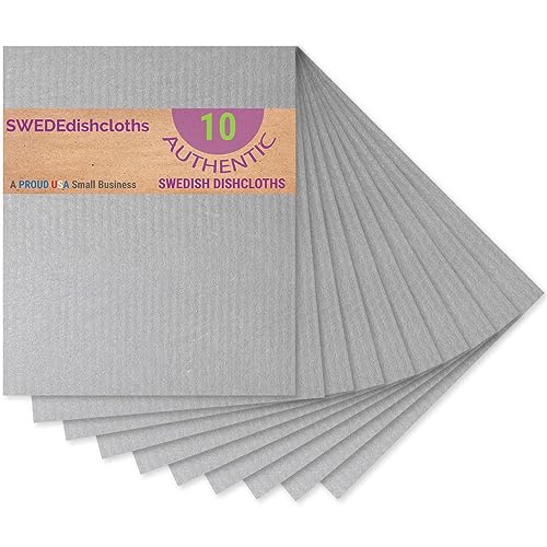 SWEDEdishcloths Geschirrtücher aus Zellulose-Schwamm, 10 Stück, Grau von SWEDEdishcloths
