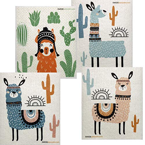 SWEDEdishcloths Schwedische Geschirrtücher, Verschiedene Lamas, saugfähig, umweltfreundliches Zellulose-Schwammtuch von SWEDEdishcloths