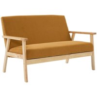 Sweeek - 2-Sitzer-Banksofa mit Cord-Bezug, Holzfüße, Cord, Senffarben von SWEEEK