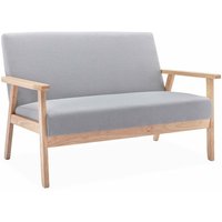 Sweeek - 2-Sitzer Sitzbank mit Stoffbezug und Holzbeinen, Polyester, Hellgrau von SWEEEK