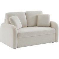 2-Sitzer-Sofa Milano mit weißem Teddy Bouclé-Bezug, abgerundete Linien - Kunstlammfell Weiß - Sweeek von SWEEEK