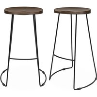 2er Set Barhocker aus Mangoholz und Stahl, Fußstütze, 75 cm - Sweeek von SWEEEK