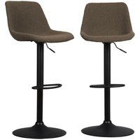 Sweeek - 2er Set Barhocker mit texturiertem Bouclé-Bezug verstellbar 60,5/81,5cm von SWEEEK