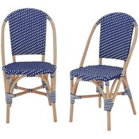 2er Set Bistrostühle aus Rattan und Polyrattan - Blau - Sweeek von SWEEEK