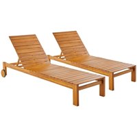 2er-Set Gartenliegen aus Akazienholz mit Rollen - Sweeek 2er-Set Gartenliegen aus Akazienholz mit Rollen - Sweeek von SWEEEK