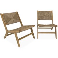 Sweeek - 2er Set Gartensessel, Holz und Kunststoff mit Strohlook, drinnen/draußen von SWEEEK