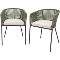 Sweeek - 2er-Set Gartensessel aus verzinktem Stahl mit Seilbespannung Khaki / Beige von SWEEEK