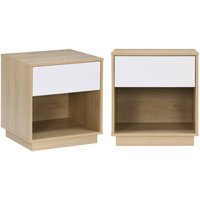 Sweeek - 2er-Set Nachttische 1 Schublade 1 Nische zweifarbige Holzoptik von SWEEEK