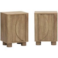 Sweeek - 2er-Set Nachttische Mangoholz-Optik mit umkehrbarer Tür von SWEEEK