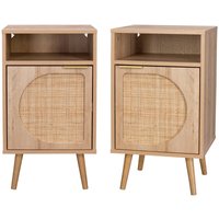 Sweeek - 2er Set Nachttische mit Holzdekor und abgerundetem Rohrgeflecht Sweeek - 2er Set Nachttische mit Holzdekor und abgerundetem Rohrgeflecht von SWEEEK