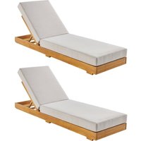 2er-Set Sonnenliegen aus Akazienholz mit Kissen, 3-fach verstellbar - Sweeek 2er-Set Sonnenliegen aus Akazienholz mit Kissen, 3-fach verstellbar - Sweeek von SWEEEK