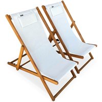 Sweeek - 2er-Set Sonnenliegen aus Eukalyptus und Textilene von SWEEEK